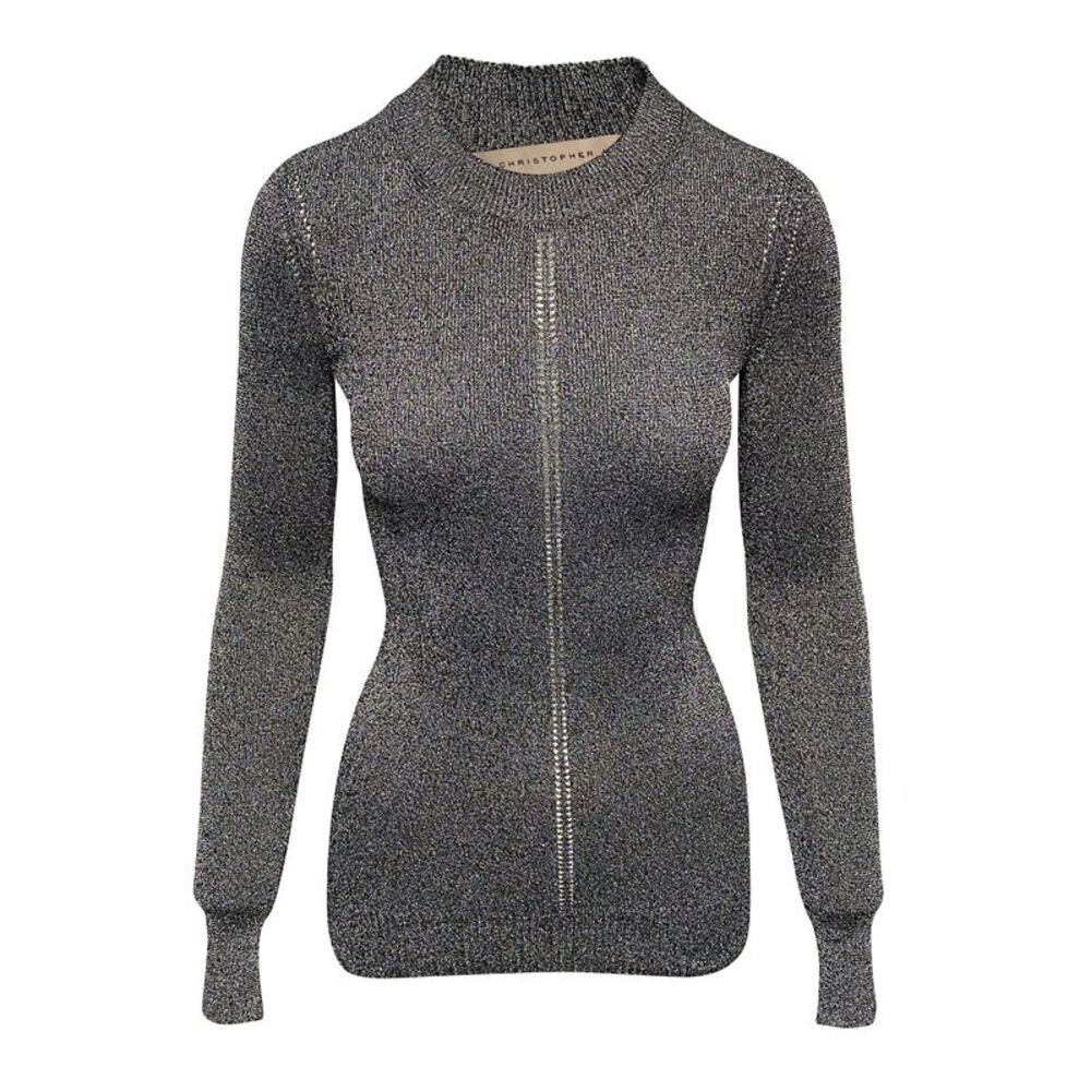 Christopher Kane Metallic Knitted Top in Silver Viscose